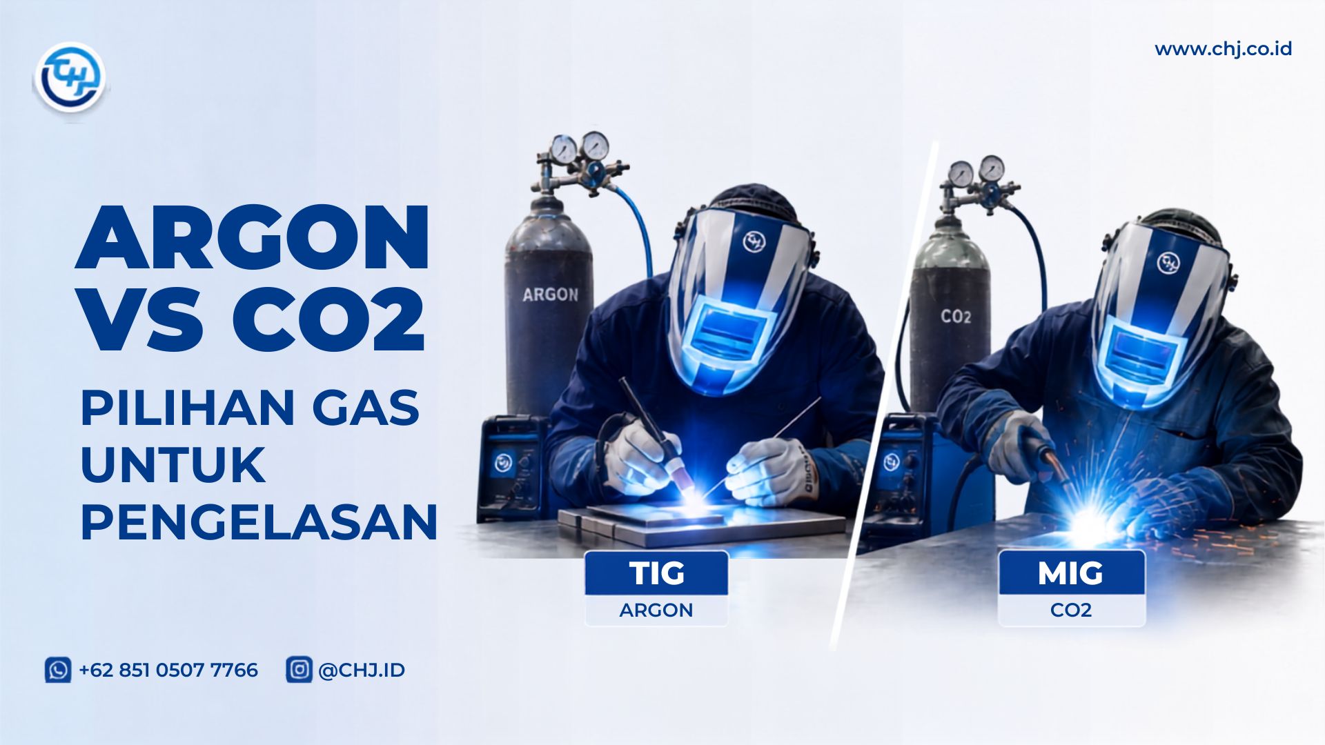 Perbandingan gas Argon dan CO2 untuk las MIG dan TIG